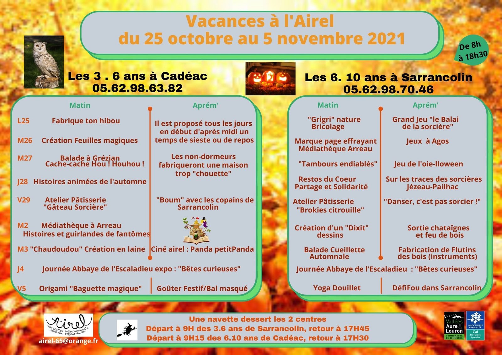 Programmes Des Vacances De La Toussaint Ans Et Ans Airel